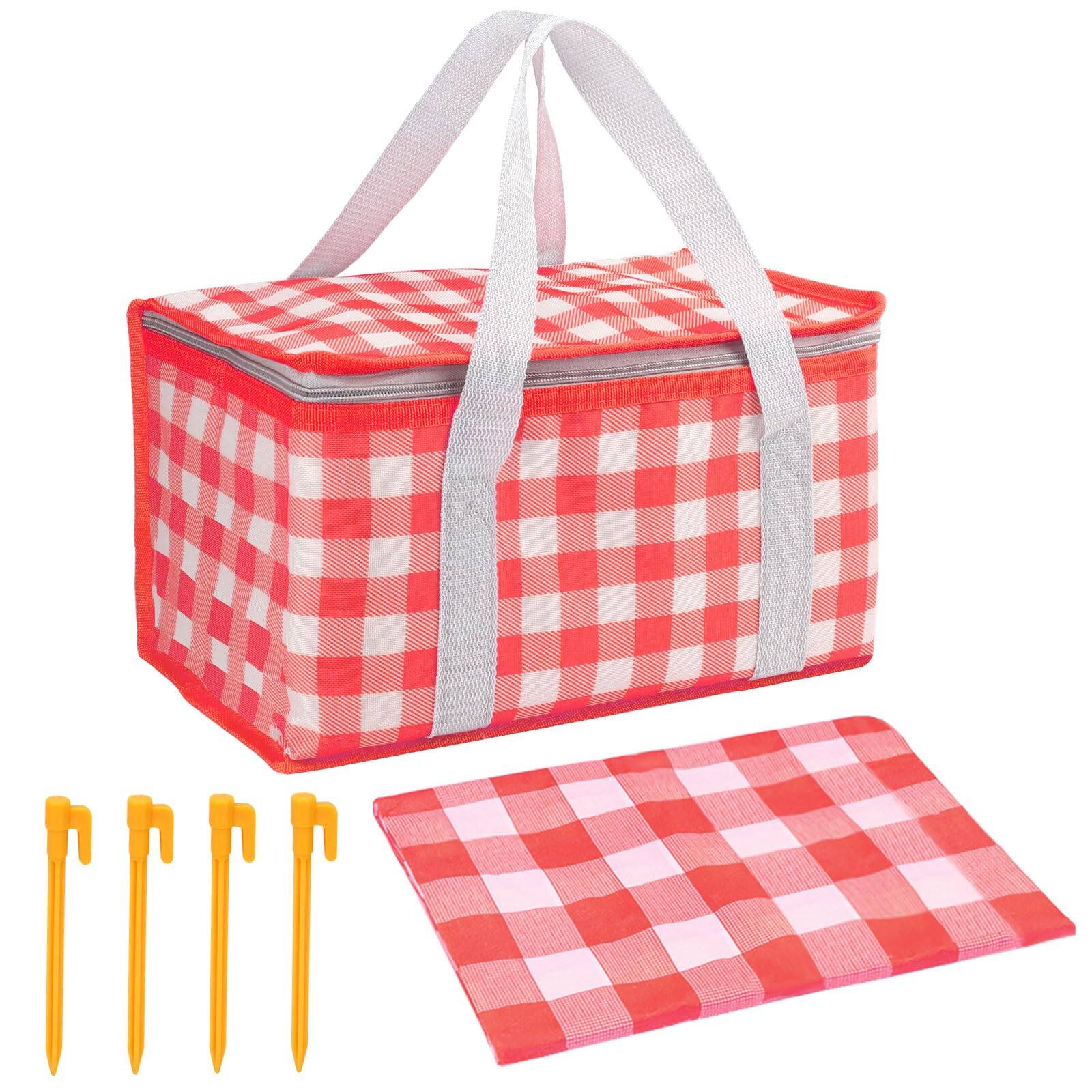 Reds Spade - Insulated Picnic Baskets .8*7.9*7.9 In With Blanket .9*.9 Portable Waterproof Bags Cooler Beach For Hot Or - Default