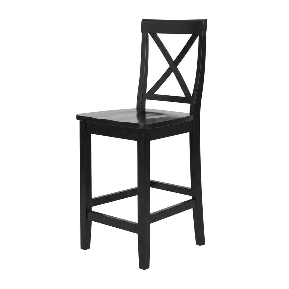 Left. FurniFact - Modern X-Back Counter Height Bar Stool Set, Comfortable & Durable (2 Pack) - Black.