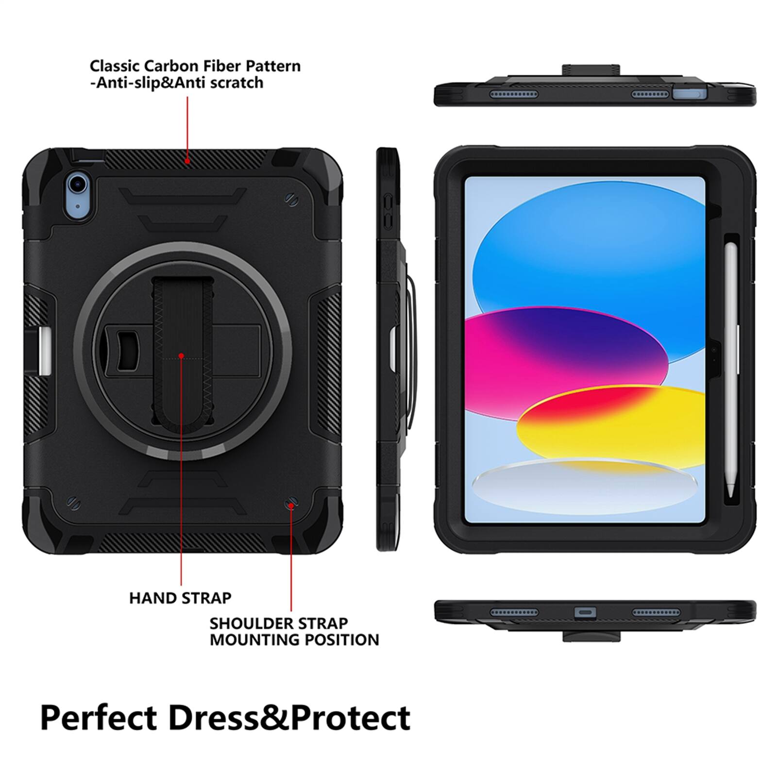 Classic Carbon Fiber Pattern - Anti-slip & Anti-scratch  
HAND STRAP  
SHOULDER STRAP MOUNTING POSITION  
Perfect Dress & Protect
