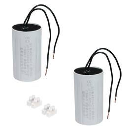 Unique Bargains - 2pcs 60uF CBB60 Running Capacitor, AC 450V 2 Wires 50/60Hz Cylinder 90x50mm for Water Pumps, Washing Machines - Gray