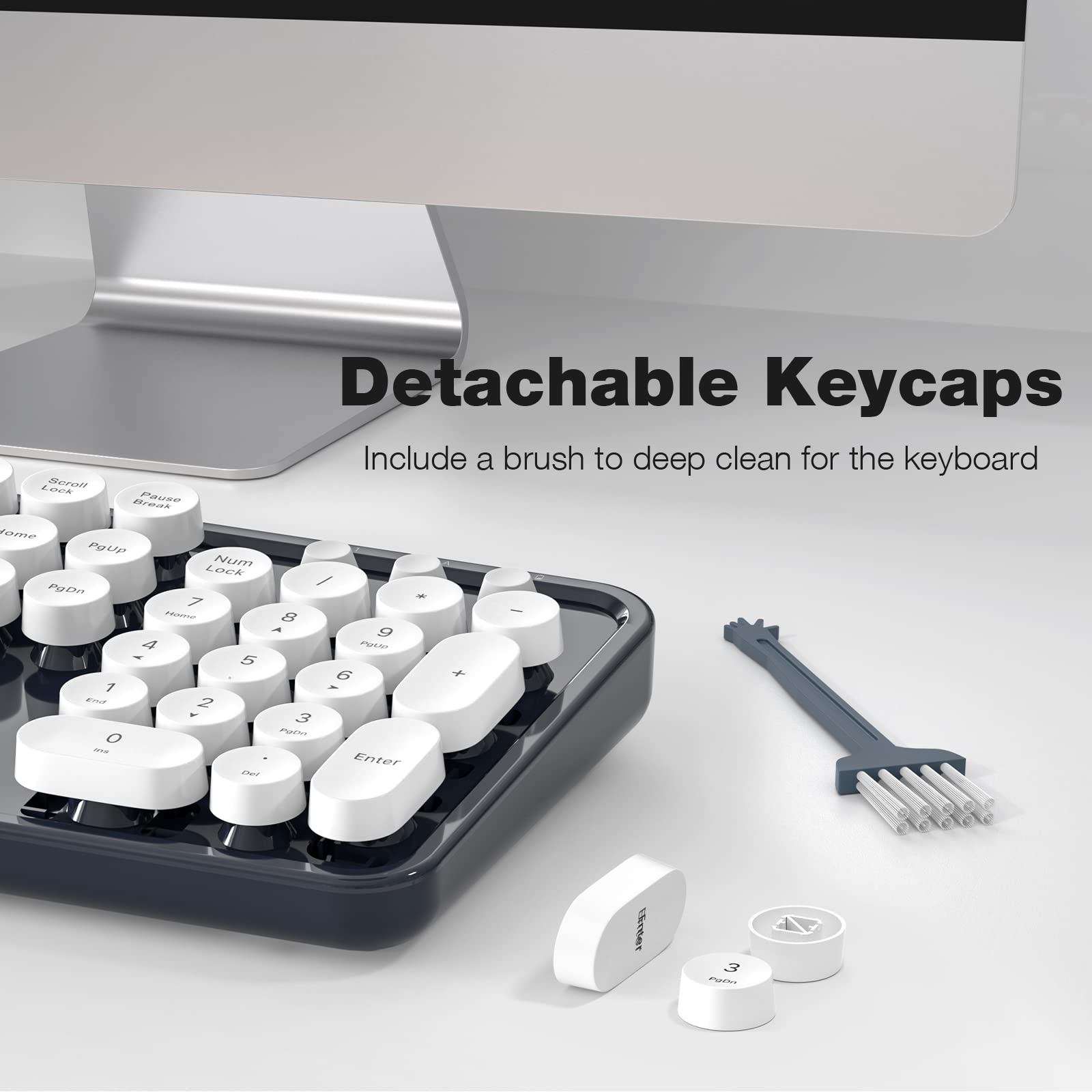 Detachable Keycaps  
Include a brush to deep clean for the keyboard