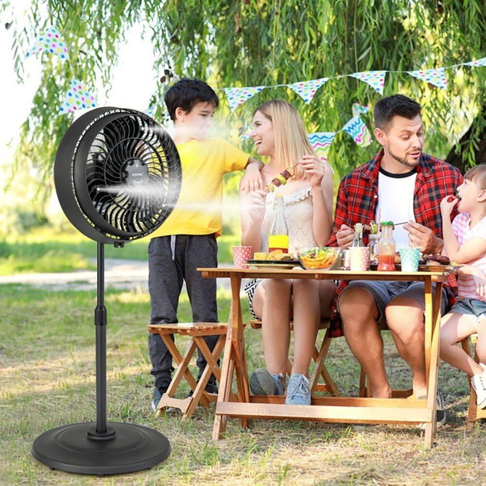 Angle. Loheer - Loheer 16 Inch Outdoor Misting Fan Oscillating Pedestal Fan with 3 Speeds Adjustable Height and GFCI Plug Black.