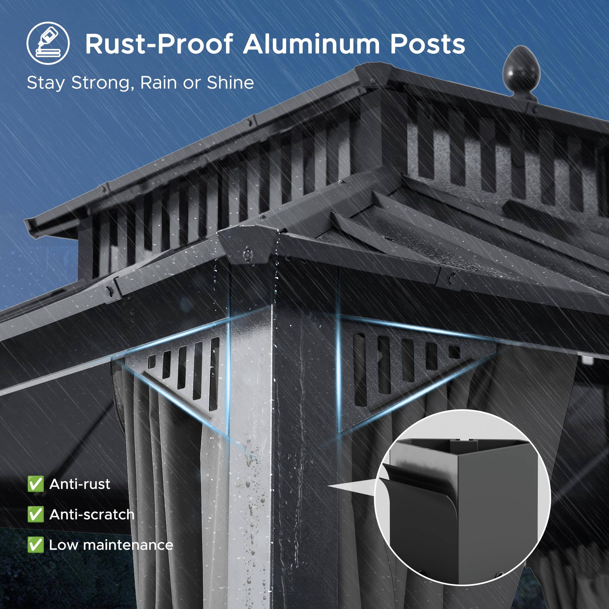 Rust-Proof Aluminum Posts  
Stay Strong, Rain or Shine  

- Anti-rust  
- Anti-scratch  
- Low maintenance