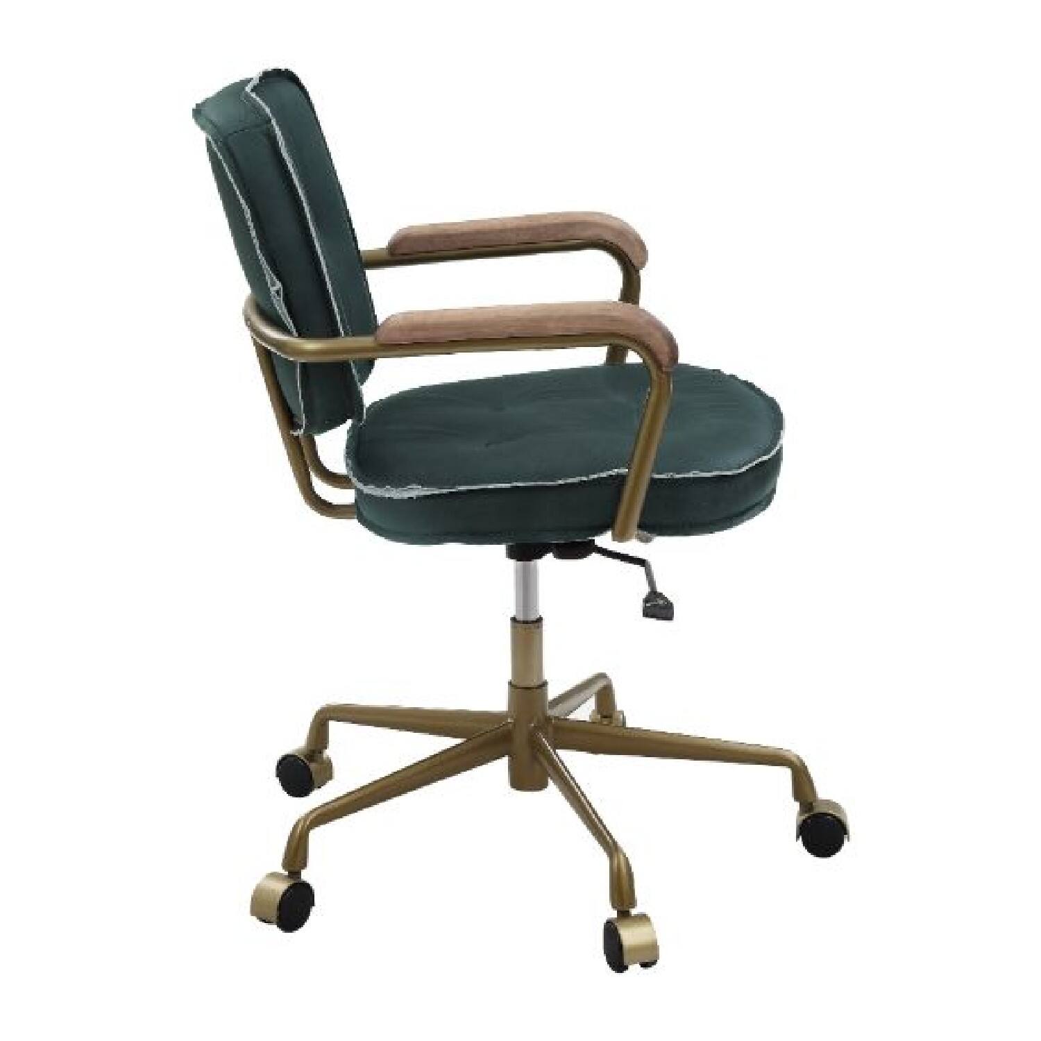 Alt View 3. Manhattan Lane - Office Chair with Leather Seat and Button Tufted Back - Green.