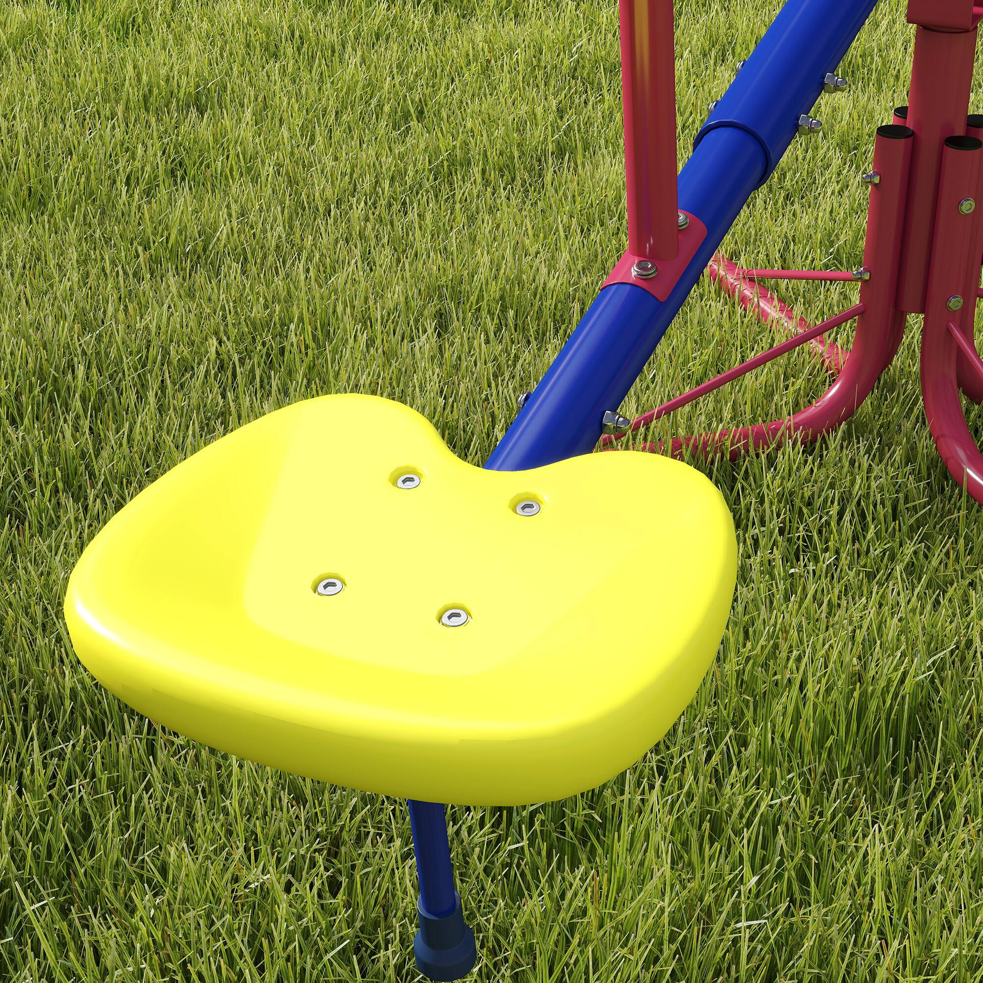 Alt View 4. Outsunny - Kids Seesaw Swivel Teeter Totter with 360° Spinning, 4 Seater Seesaw Outdoor Playground Equipment for Backyard.