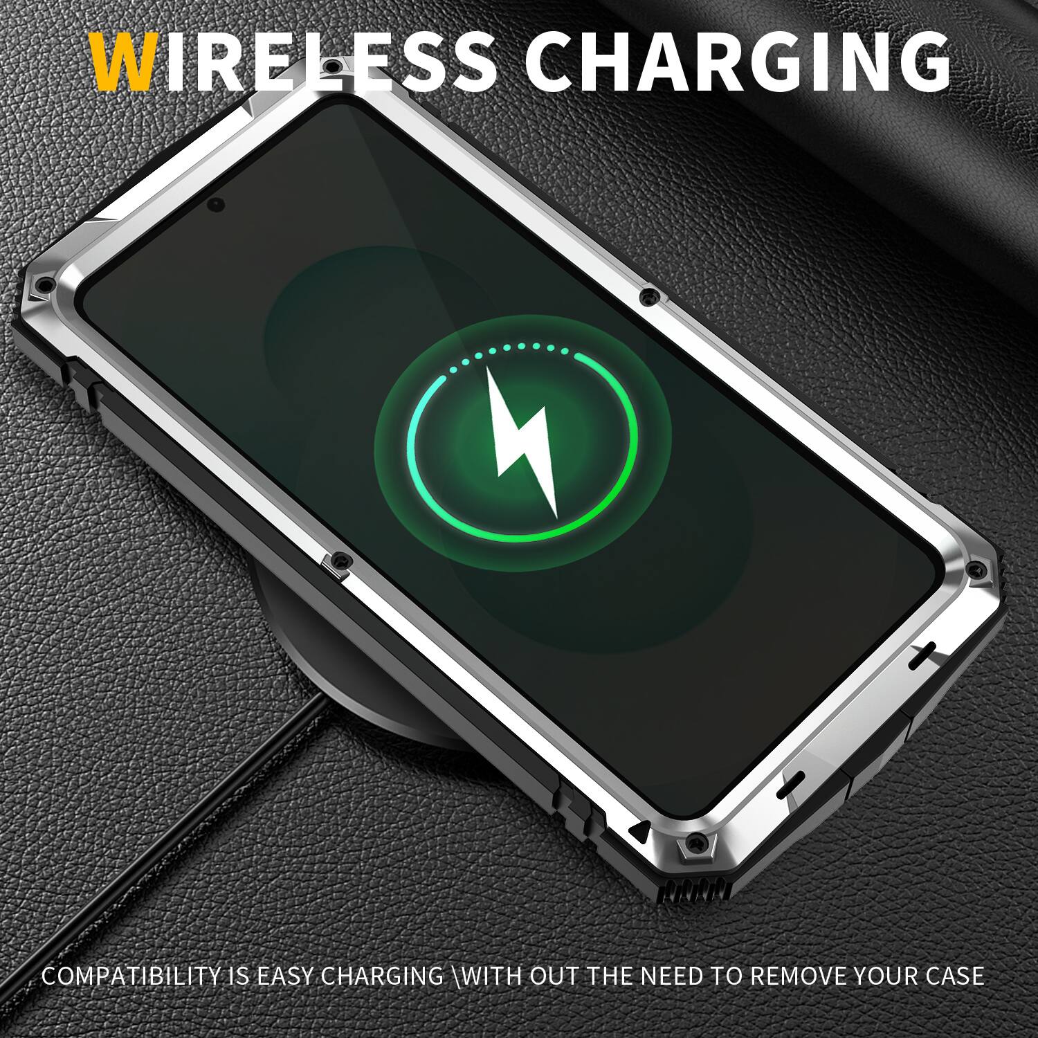 WIRELESS CHARGING

COMPATIBILITY IS EASY CHARGING WITH OUT THE NEED TO REMOVE YOUR CASE