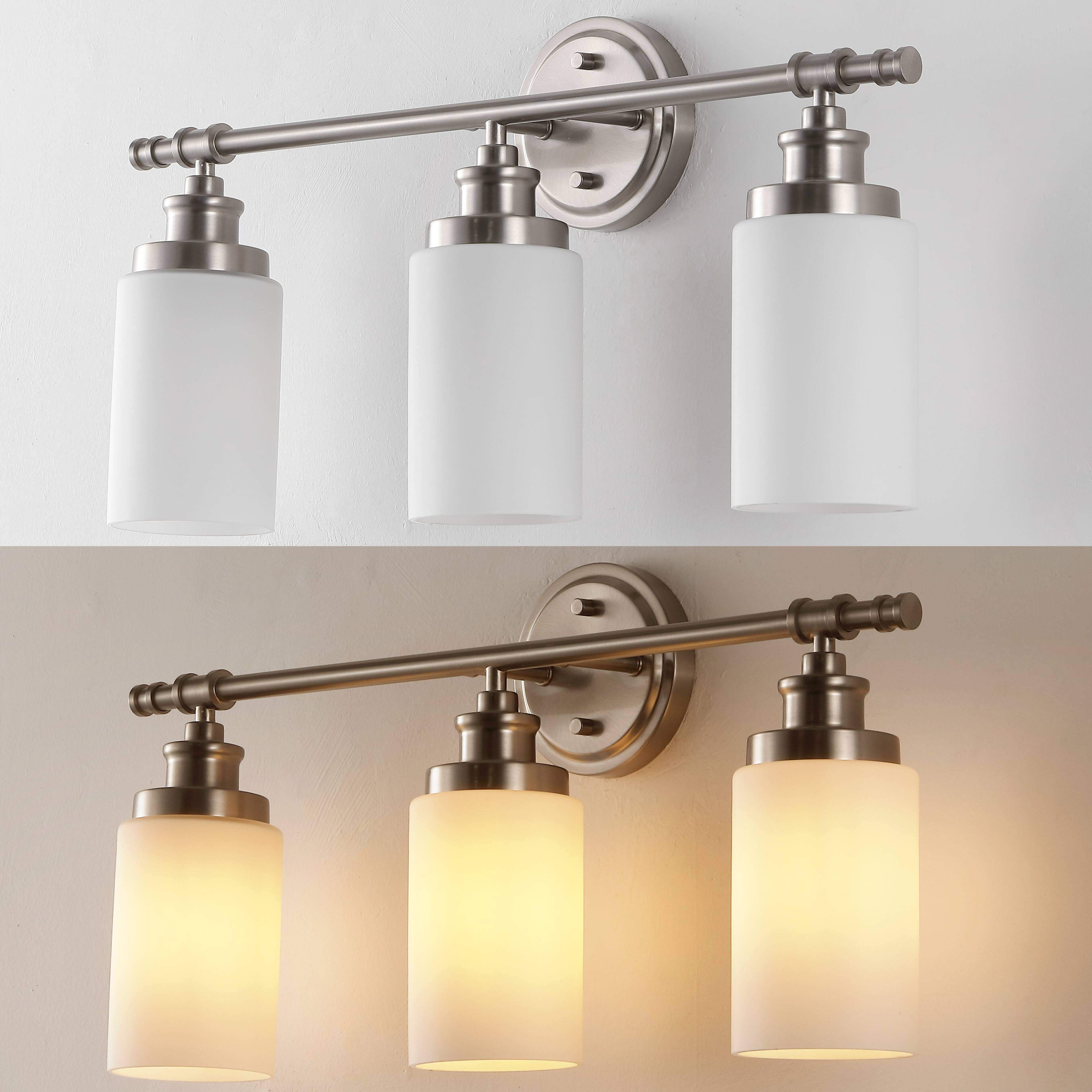 Alt View 5. Jonathan Y - Egan 23.25" 3-Light Vanity Light with Frosted Glass Shades and Bathroom Hardware Accessory Set, Brushed Nickel (5-Piece) - Brushed Nickel.