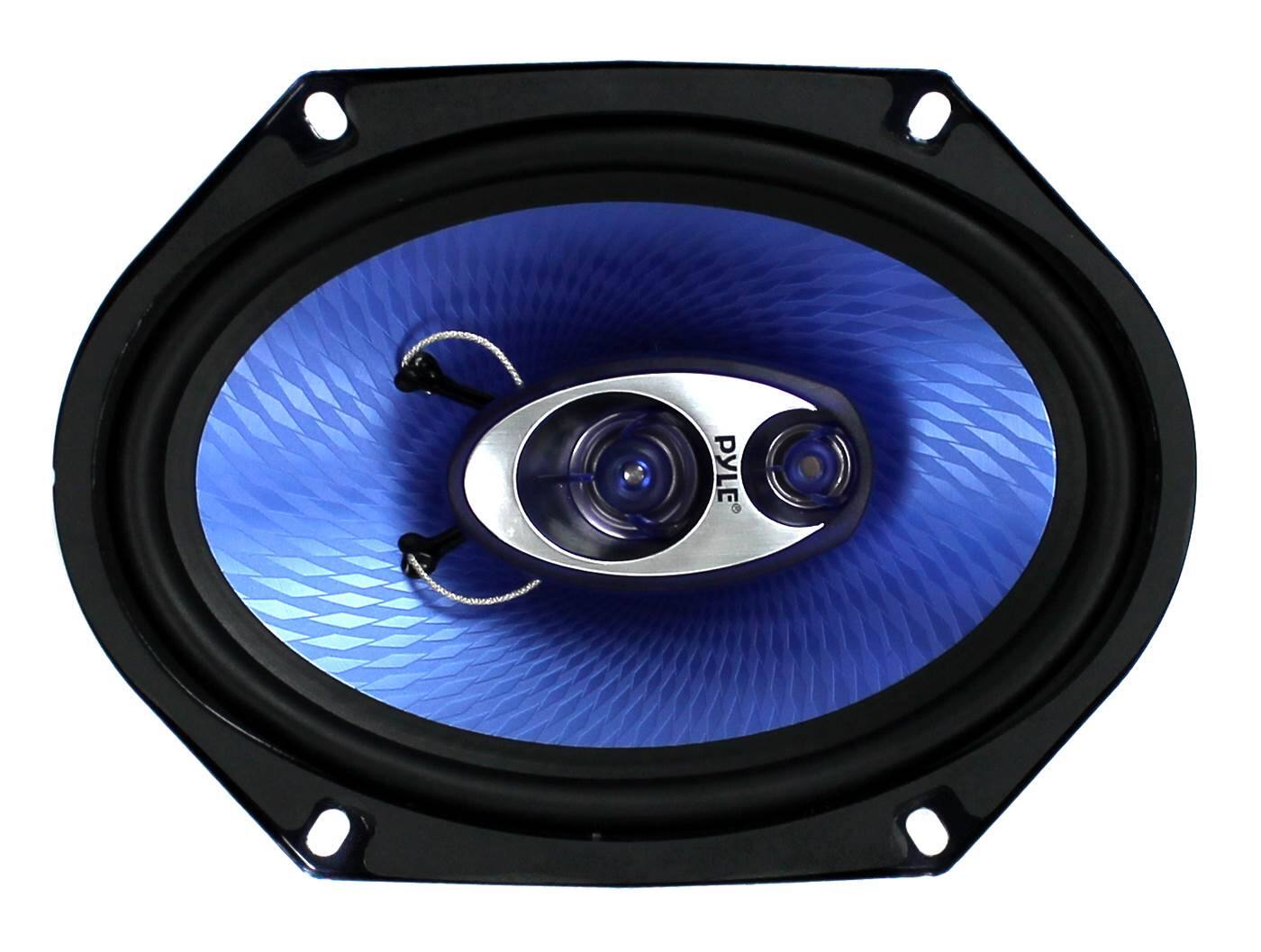 Alt View 5. Pyle - Pyle PL683BL 6x8" 720 Watt 3-Way Car Coaxial Audio Speakers Stereo - Blue - Black.