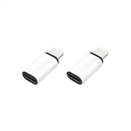 Qixxronics - USB Type C Female to Lightning Male Adapter For iPhone 14/13/12/11/XR/XS/SE (2PACK) - White