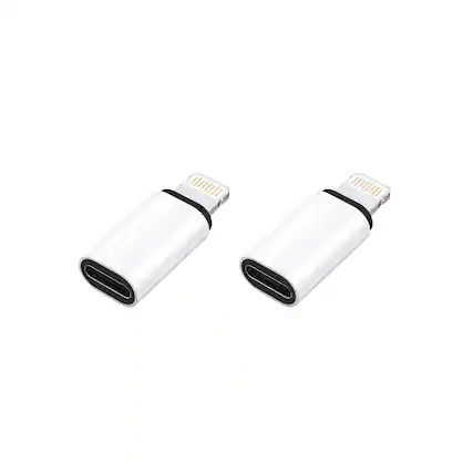 Front. Qixxronics - USB Type C Female to Lightning Male Adapter For iPhone 14/13/12/11/XR/XS/SE (2PACK) - White.
