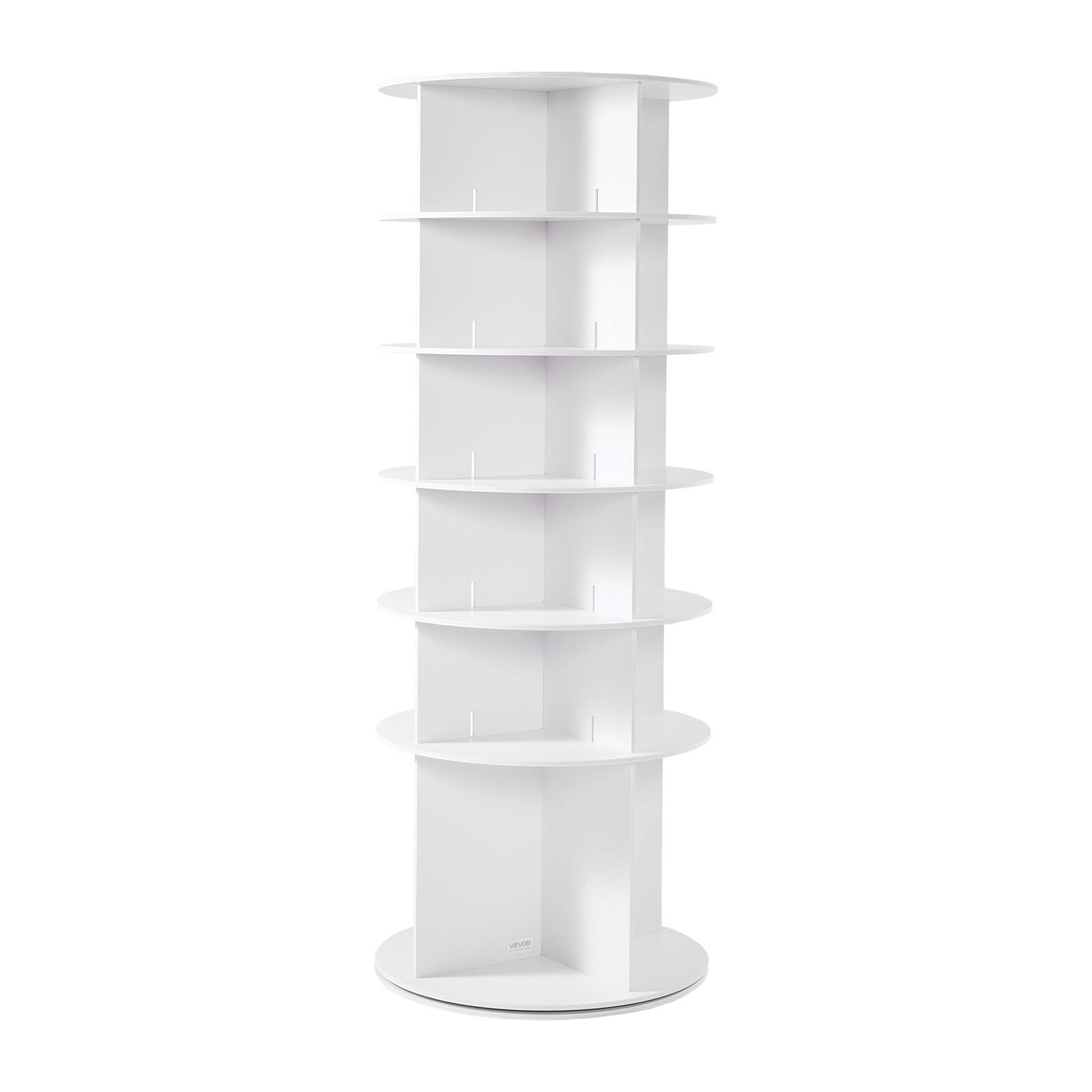 Alt View 5. VEVOR - 6 Tiers Rotating Shoe Rack Tower, 360° Spinning Shoe Rack, Revolving Storage Round Carousel Display, White - White.