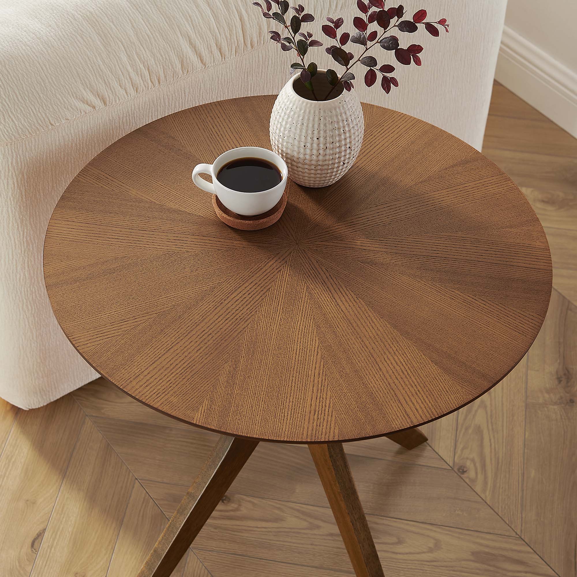 Alt View 1. Modway - Crossroads 24" Round Wood Side Table by Modway - Walnut.