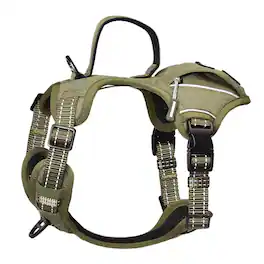 PET MARVEL - High-Perfomance Tactical Dog Harness with Poop Bag Holder, No Pull Front Clip & Metal Buckles, L - Army Green
