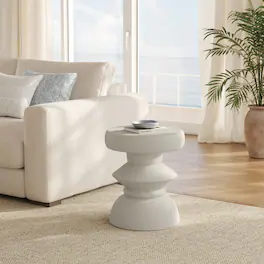 Terza Indoor - Outdoor Patio Concrete Side Table by Modway - Light Gray