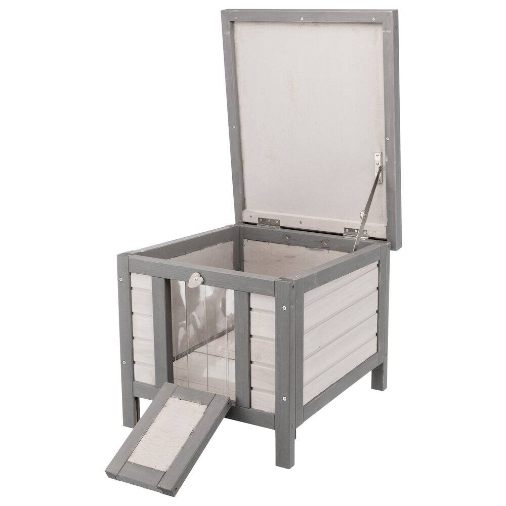 Alt View 3. TRIXIE - 22" x 17.9" Insulated Small Cat Shelter for Cold Seasons, Elevate Cat Home, Gray - Gray.