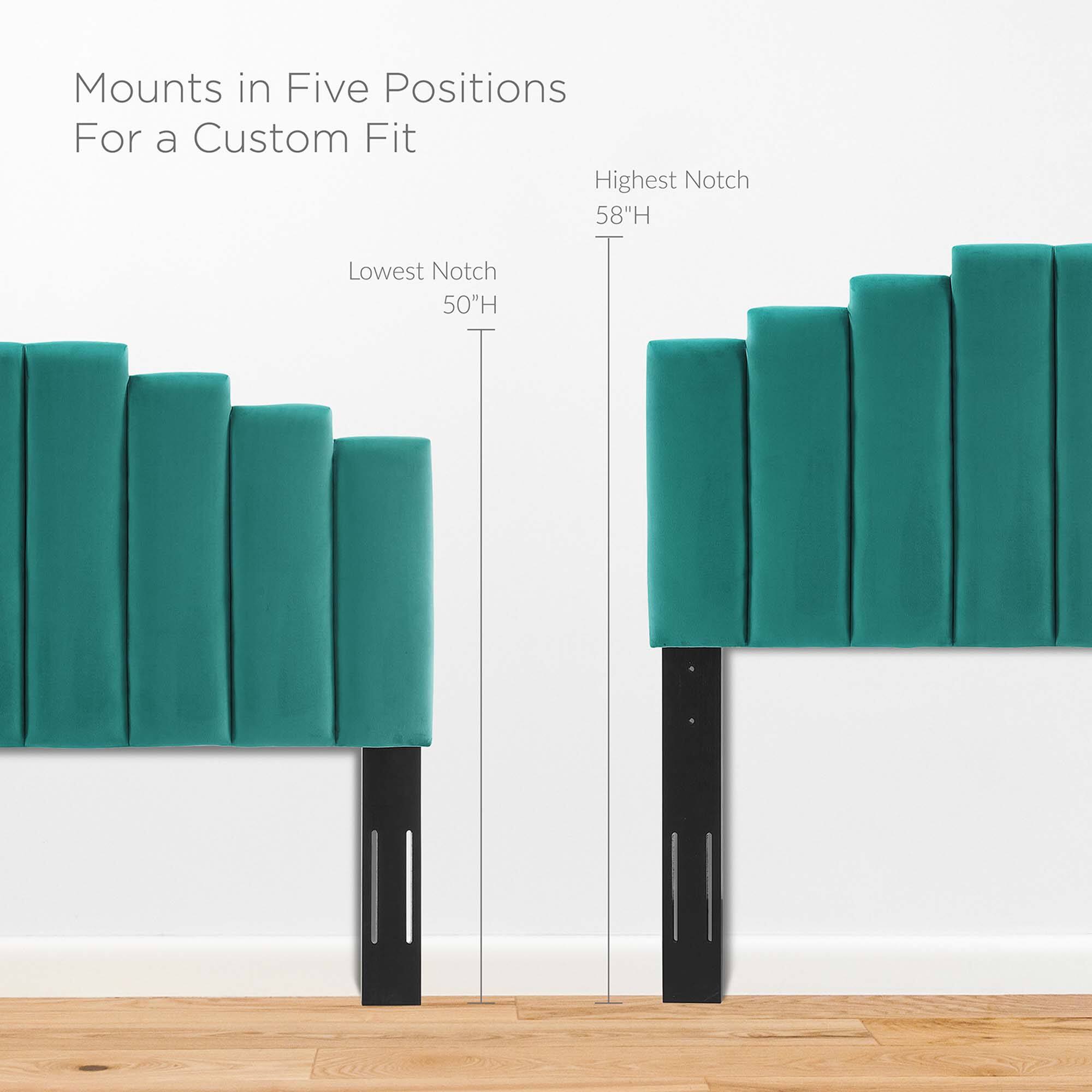 Mounts in Five Positions  
For a Custom Fit  

Highest Notch  
58"H  

Lowest Notch  
50"H