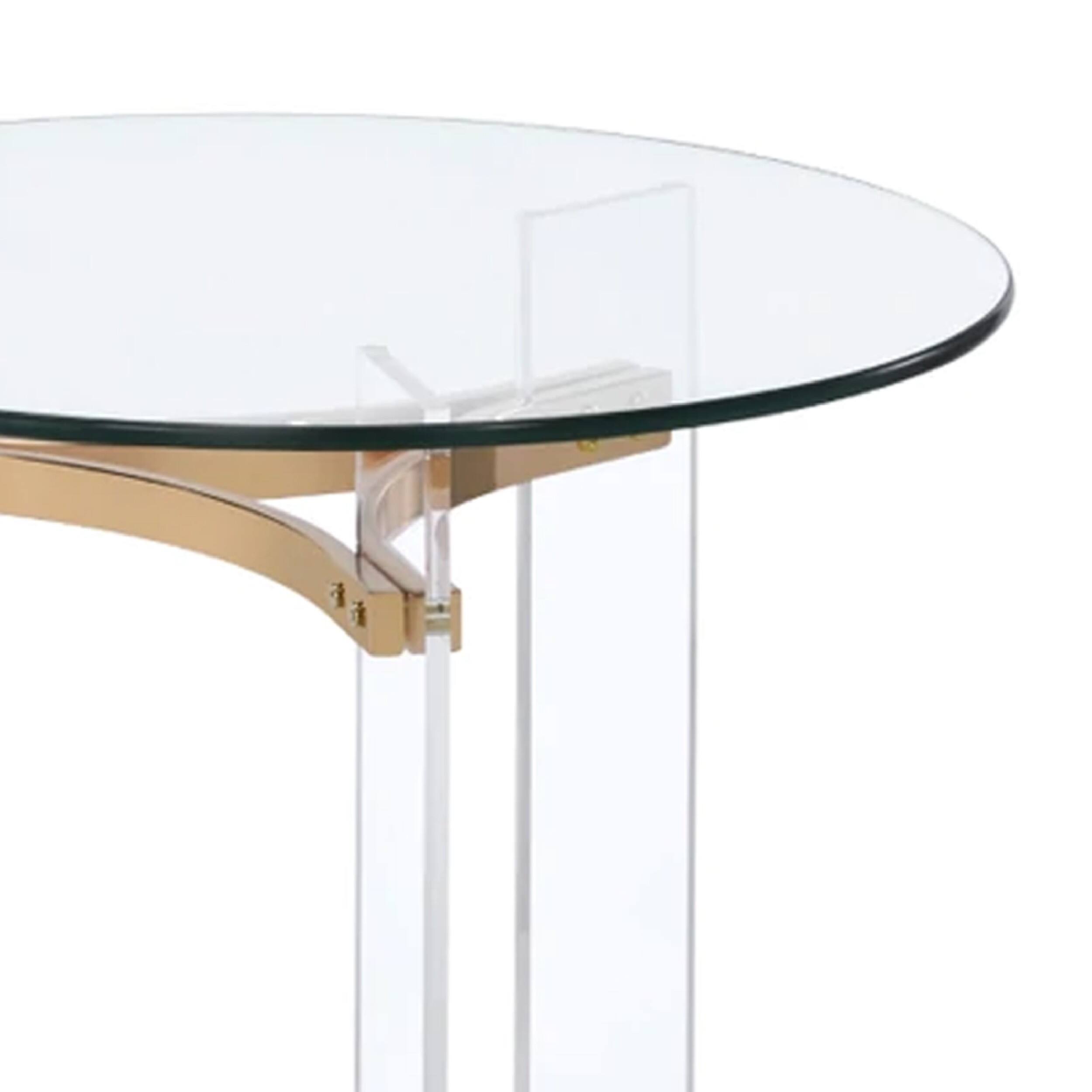 Alt View 1. Manhattan Lane - Hale 23 Inch Round End Table, Glass Top, Acrylic Legs - Clear.