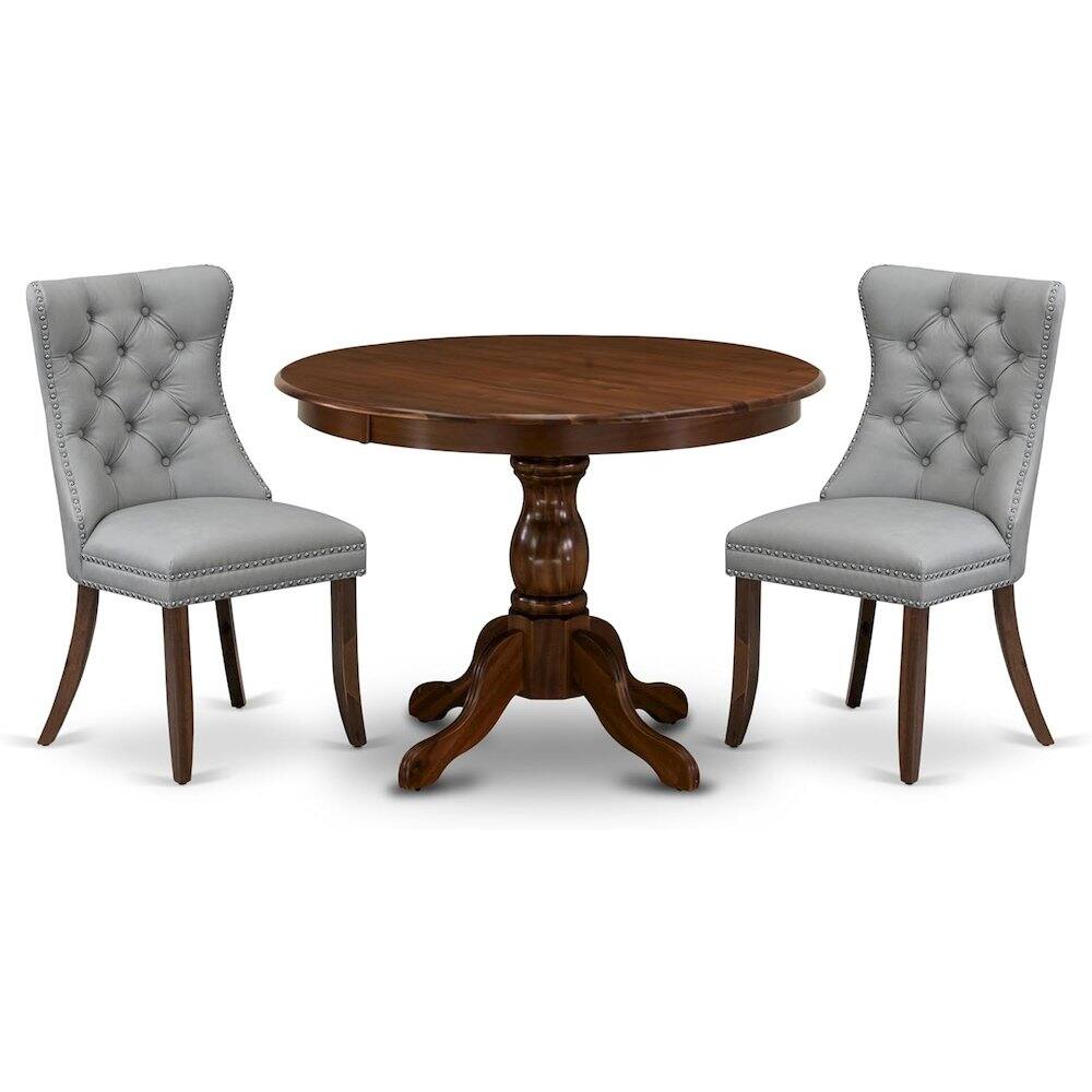 Back. East West Furniture - East West Furniture HBDA3-AWA-27 3 Piece Dining Room Table Set Includes a Round Kitchen Table and 2 Upholstered Parson - Brown.