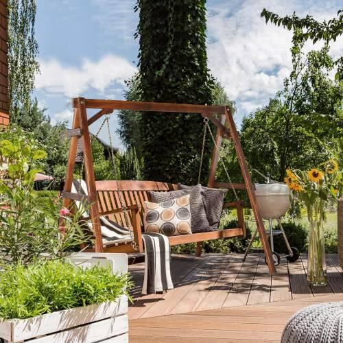 Alt View 6. Winado - 4FT Wooden Porch Swing Frame Only A-Frame Porch Swing Stand w/ Stability Bar, Wood Swing Hanger for Outdoor Garden Patio - Carbonized.