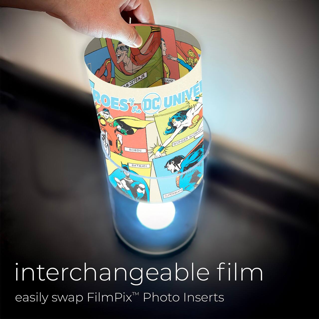 interchangeable film  
easily swap FilmPix™ Photo Inserts