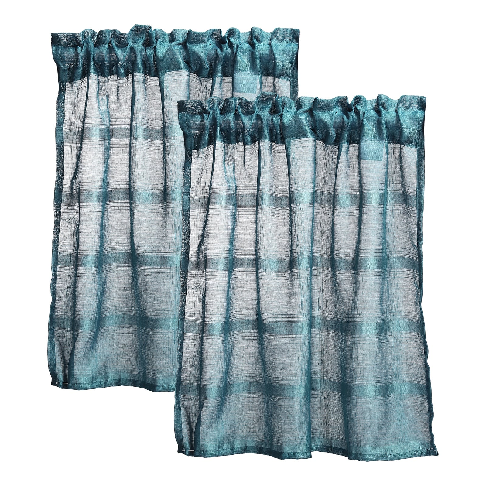 Unique Bargains - 2pcs Window Valance Curtains, 29x24 Inch, Small Short Light Filtering Sheer for Bedroom Bathroom Living Room - Blue price history on PriceWatchPro