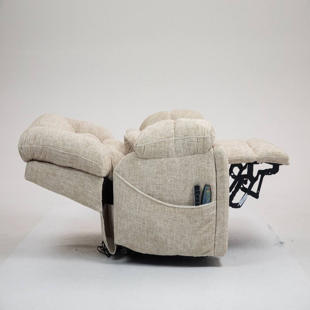 Left. Ropilly - Ropilly power lift recliner for big and tall seniors lay flat lift chair with heat and massage cream chenille - Cream.