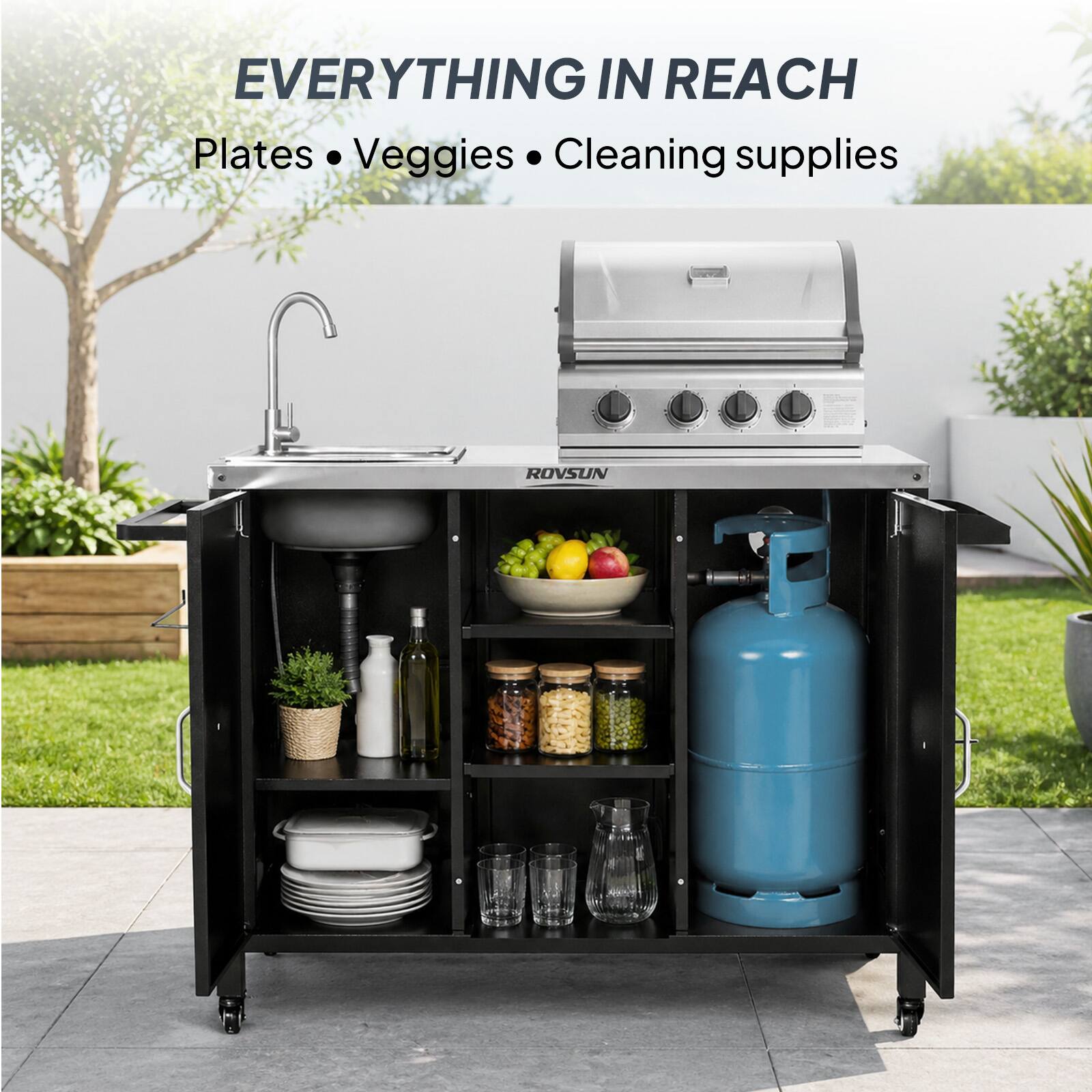 EVERYTHING IN REACH  
Plates • Veggies • Cleaning supplies  
ROVSUN
