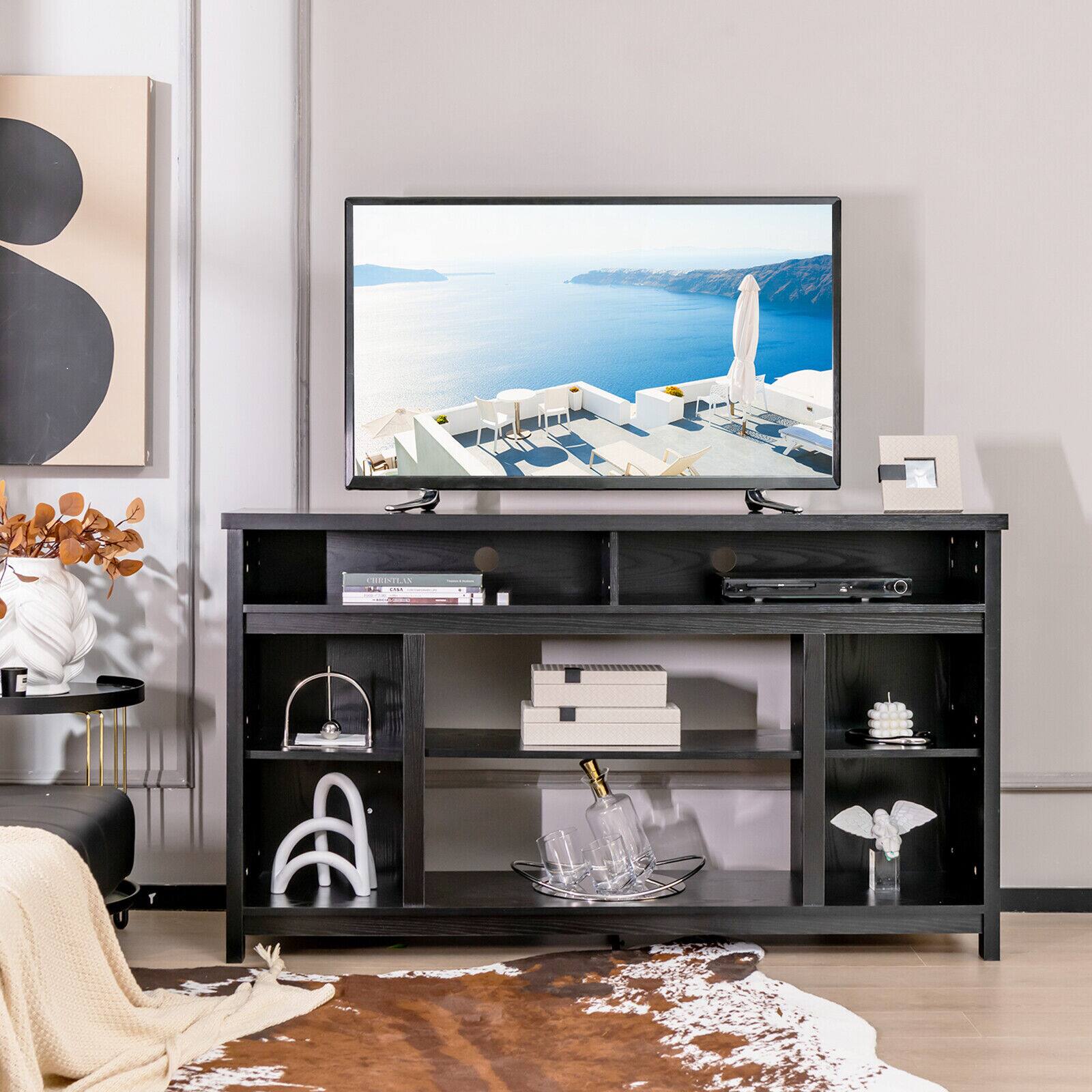 Gymax 58'' TV Stand Entertainment Console Center w/ Adjustable
