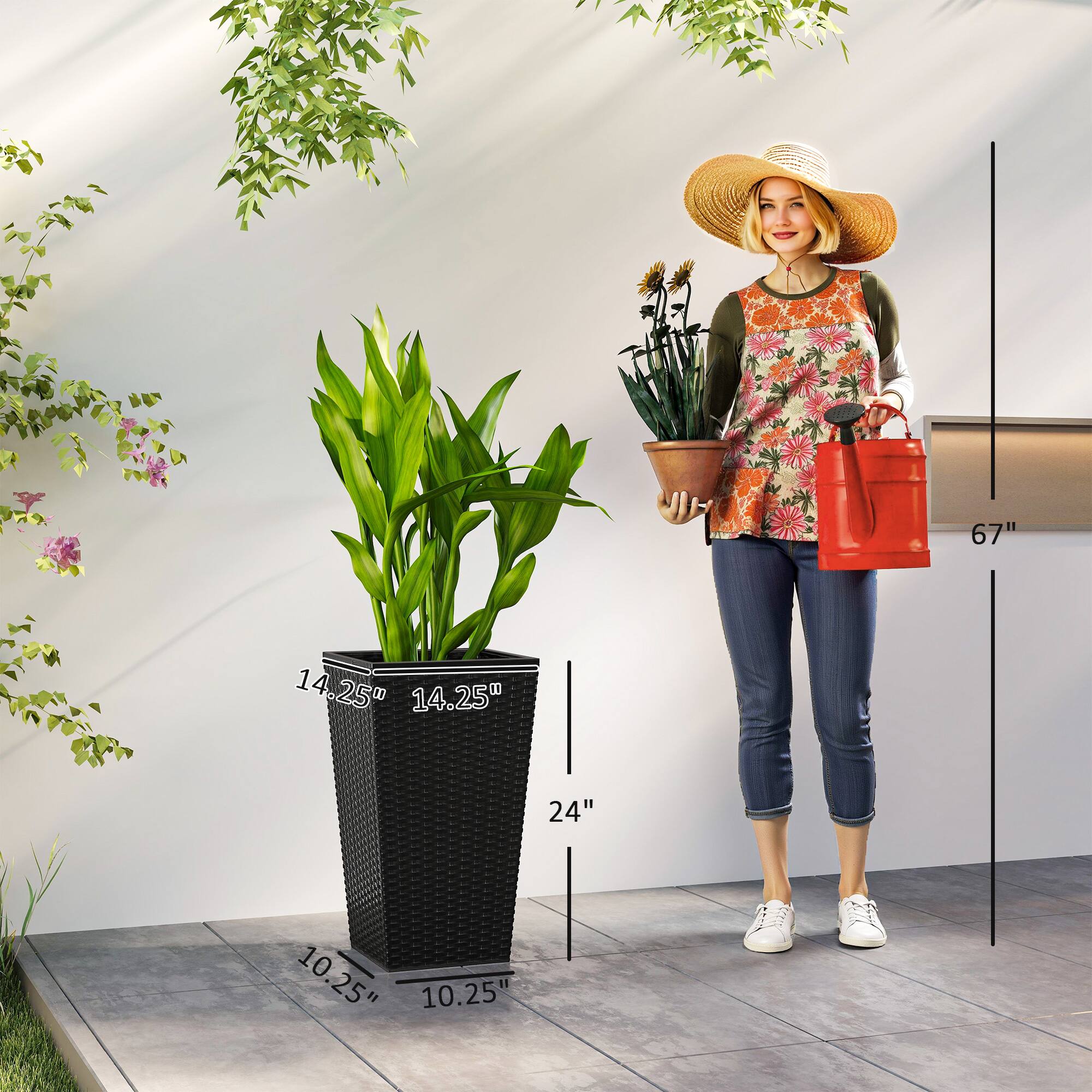 67"  
14.25" x 14.25"  
24"  
10.25" x 10.25"