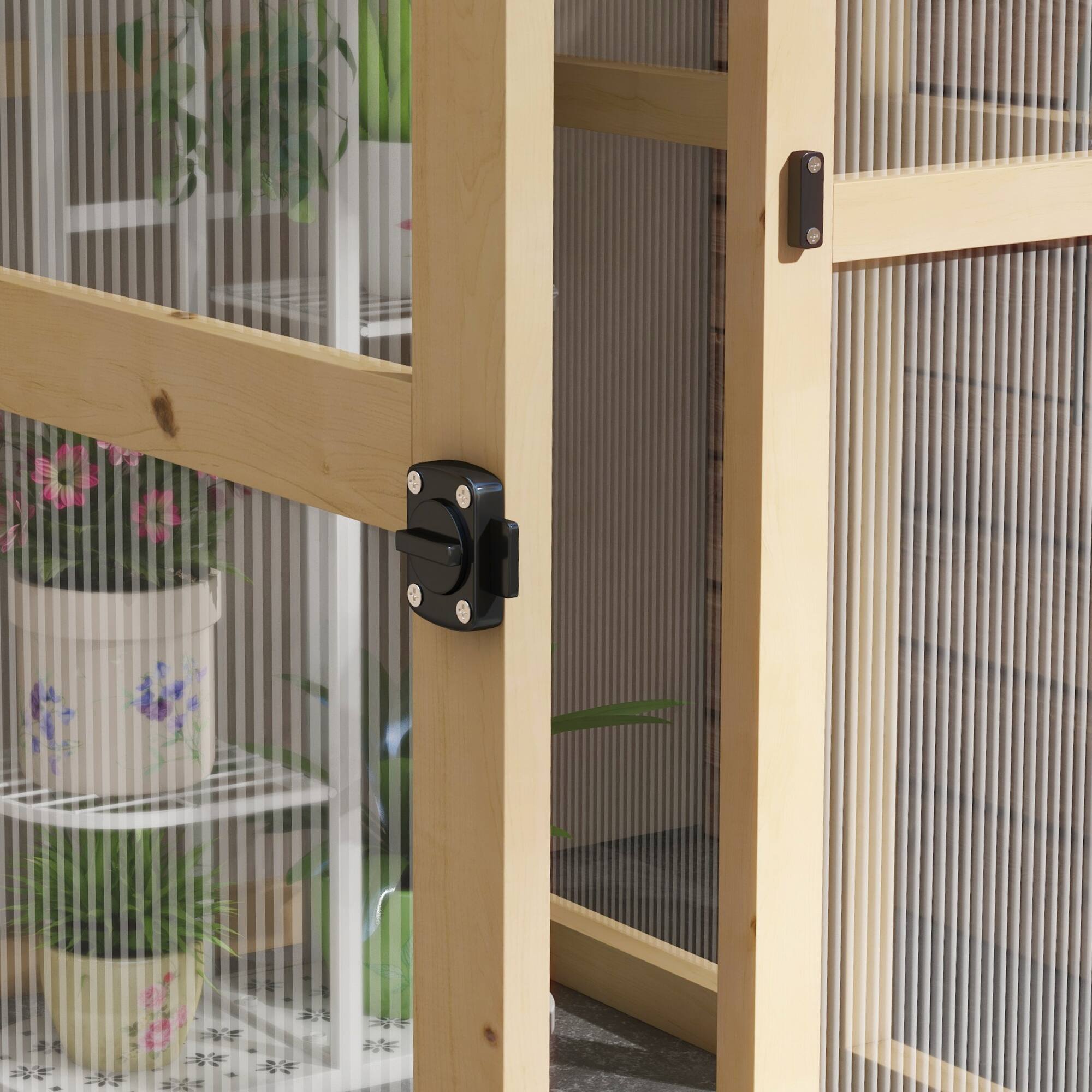 Alt View 8. Outsunny - 6.5' x 4' x 6.7' Walk-in Polycarbonate Greenhouse with Automatic Temperature Window and Lockable Door.