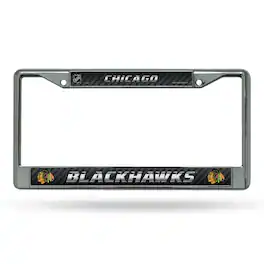 Rico Industries - Chicago Blackhawks - 12" x 6" Standard Size - Chrome Metal License Plate Frame - Multi