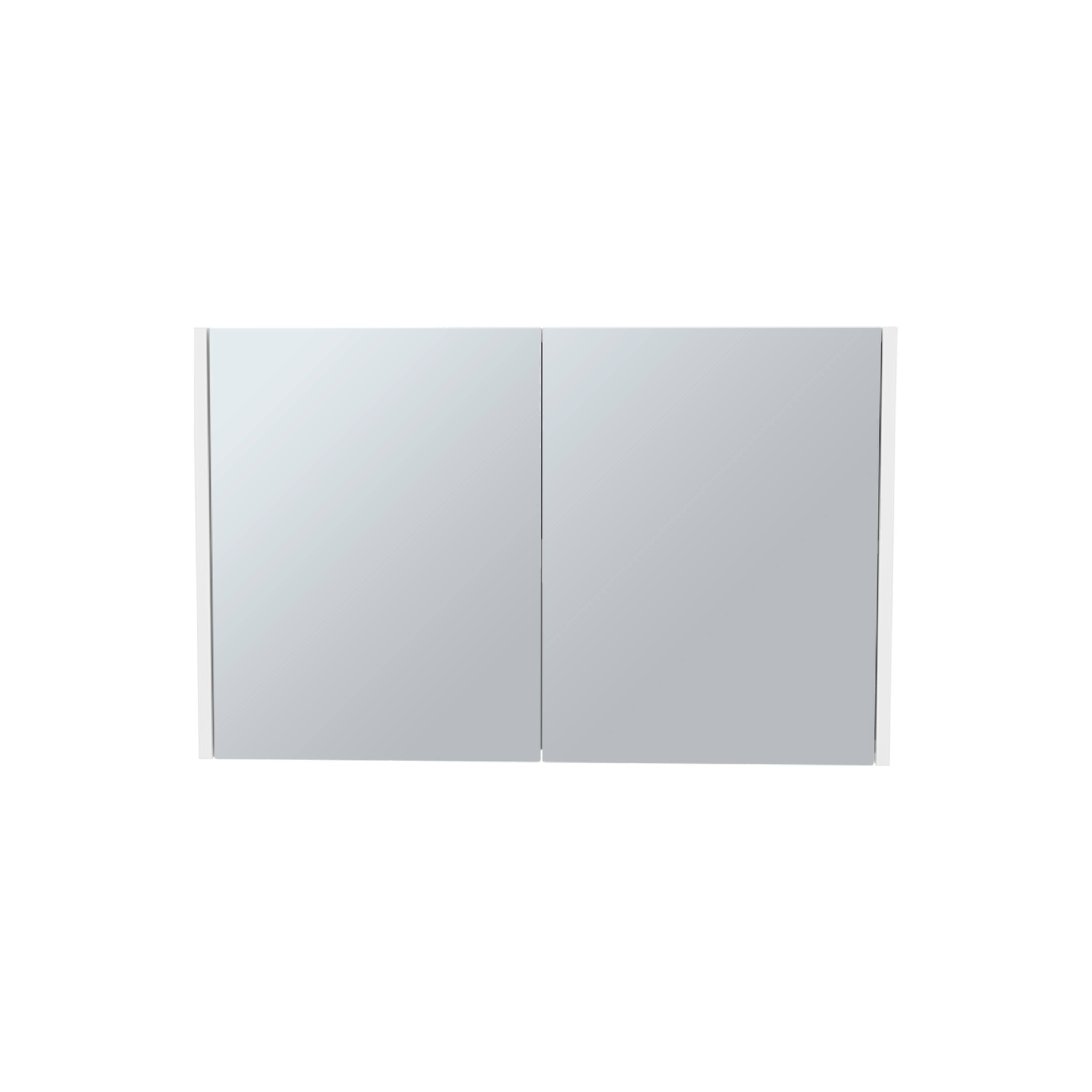 Front. TuHome - Bouti 19.7" H X 31.5" W Double Door Mirror Medicine Cabinet, Three Interior Shelves For Bathroom, Kitchen - White.