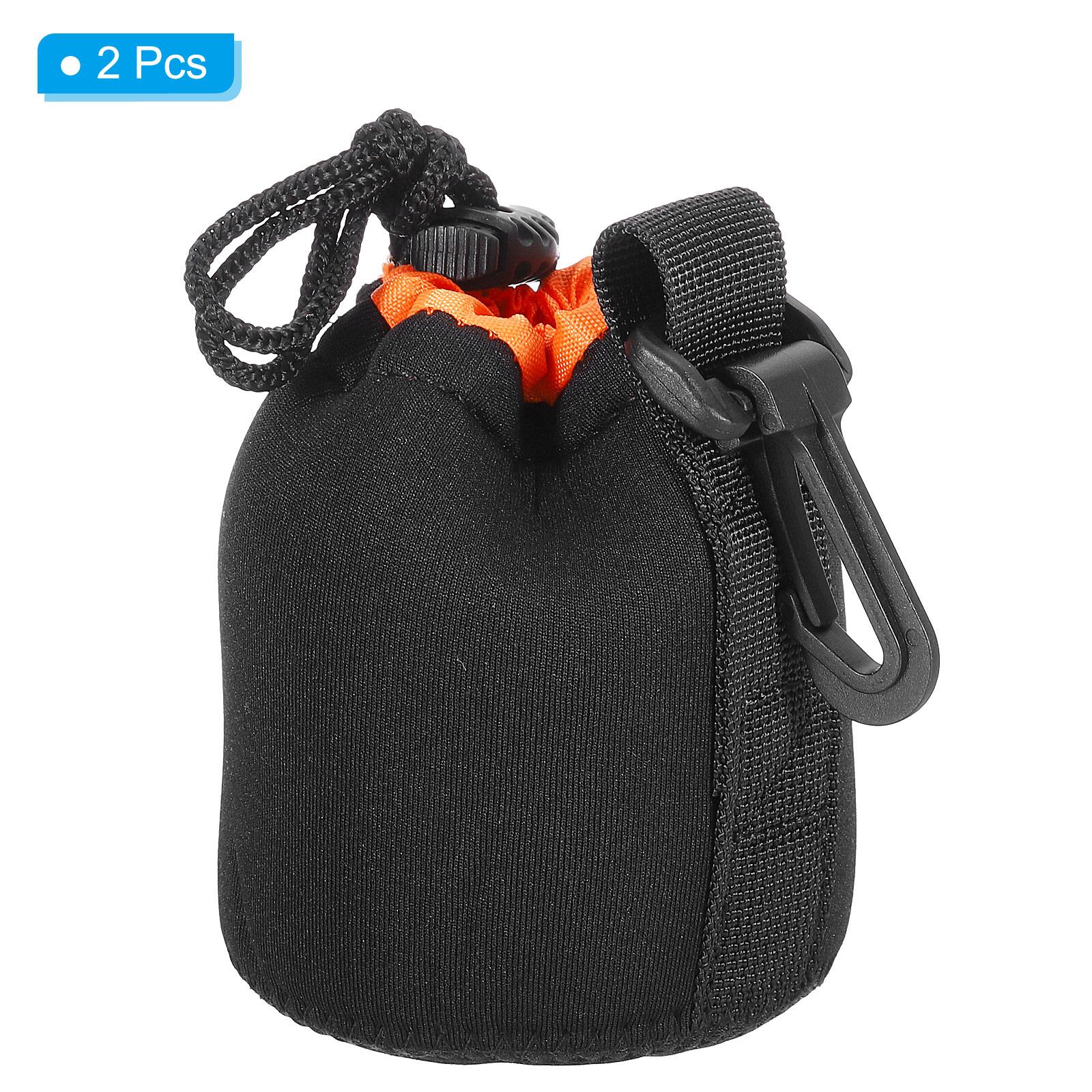 Alt View 2. Unique Bargains - Camera Lens Bag, 2pcs 3"x3.9" Drawstring Pouch with Thick Neoprene for DSLR Lens, Water Coffee Cups - Black Orange.