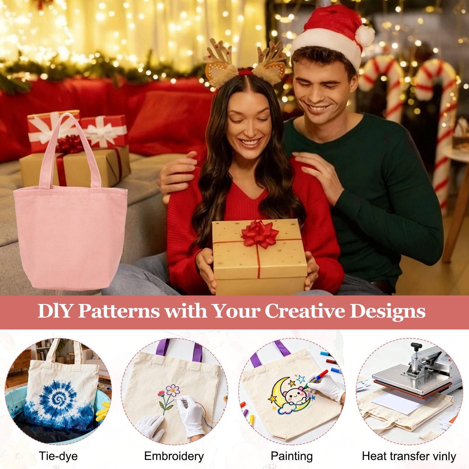DIY Patterns with Your Creative Designs

Tie-dye  
Embroidery  
Painting  
Heat transfer vinyl