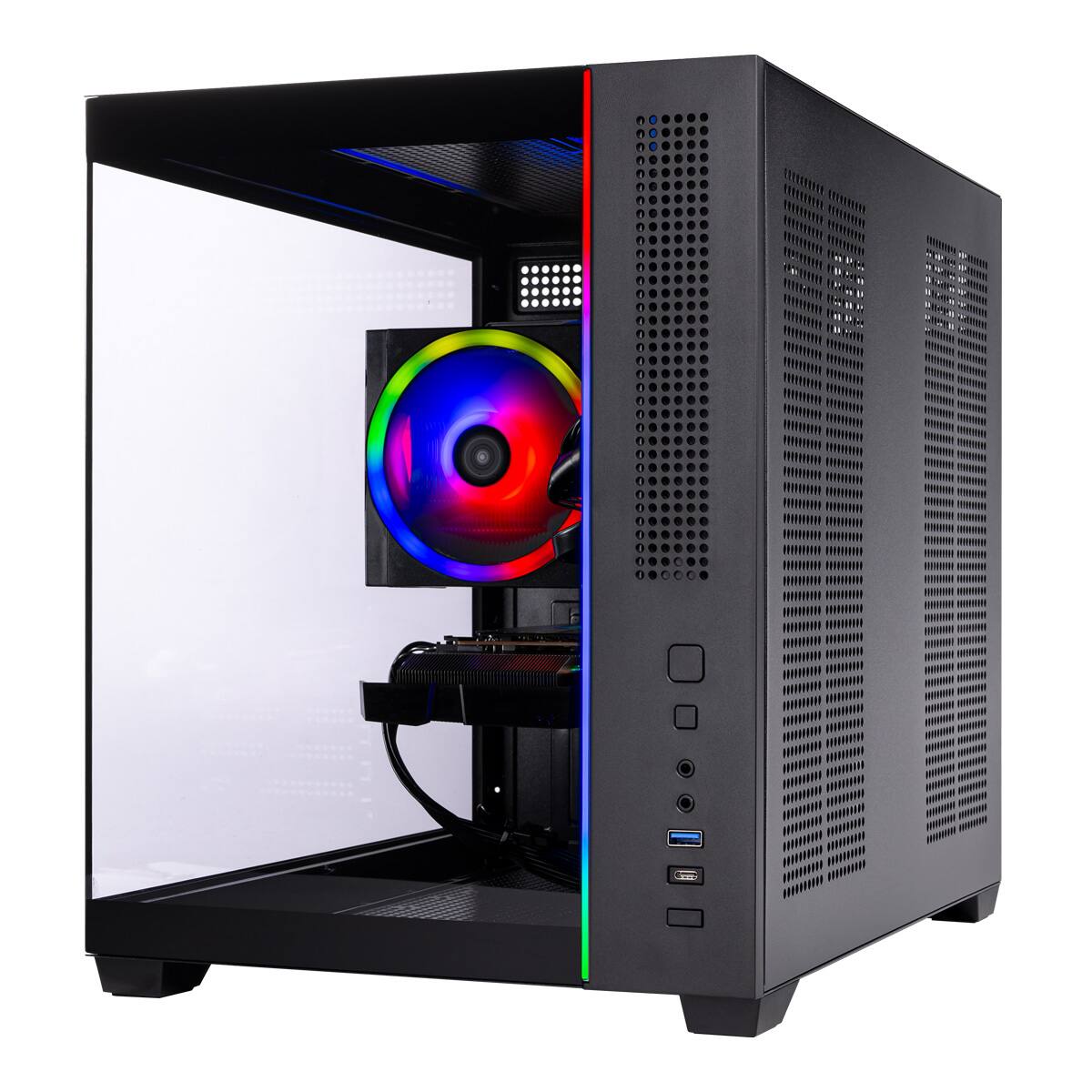 Left. Skytech Gaming - Skytech CHRONOSMINI2 - AMD Ryzen 7 7700, 7600, 32GB 6000 MHz DDR5 RAM, 650W GOLD PSU - Black.