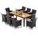 Alt View 9. Costway - 9 PCS Outdoor Dining Set with Acacia Wood Tabletop, Umbrella Hole, Seat Cushions - Brown & Navy.