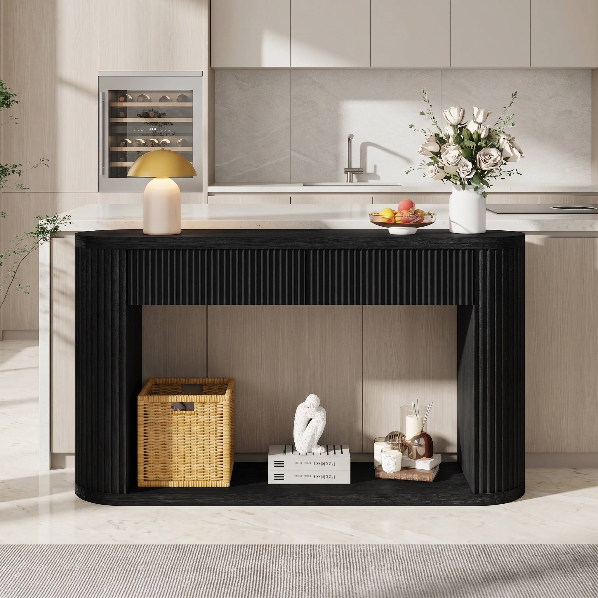 Alt View 9. Forest'nSky - Black Console Table with 2 Drawers and Bottom Shelf - Black.
