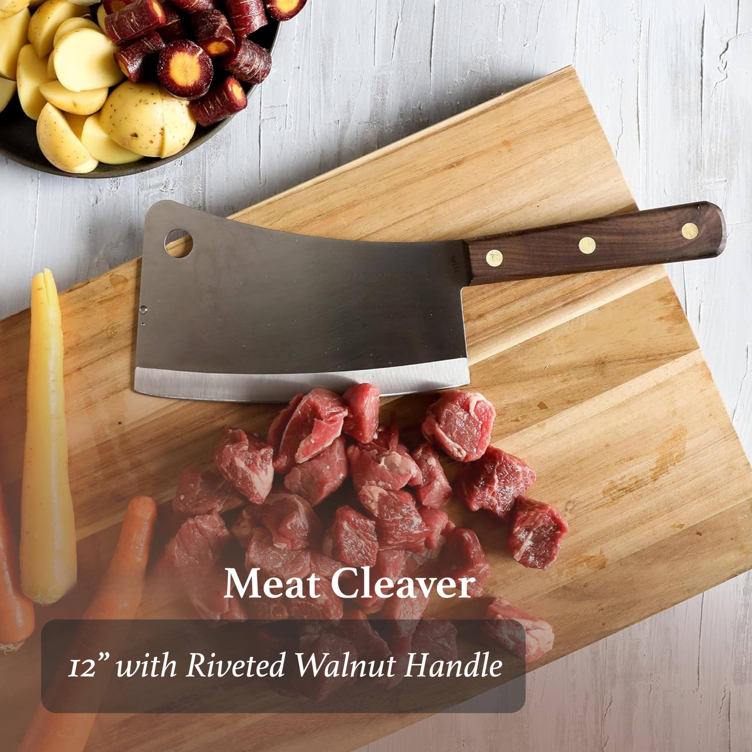 Meat Cleaver  
12" with Riveted Walnut Handle