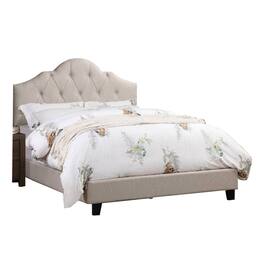 Manhattan Lane - Eni Upholstered Queen Size Bed, Tufted Adjustable Headboard, Fabric - Taupe