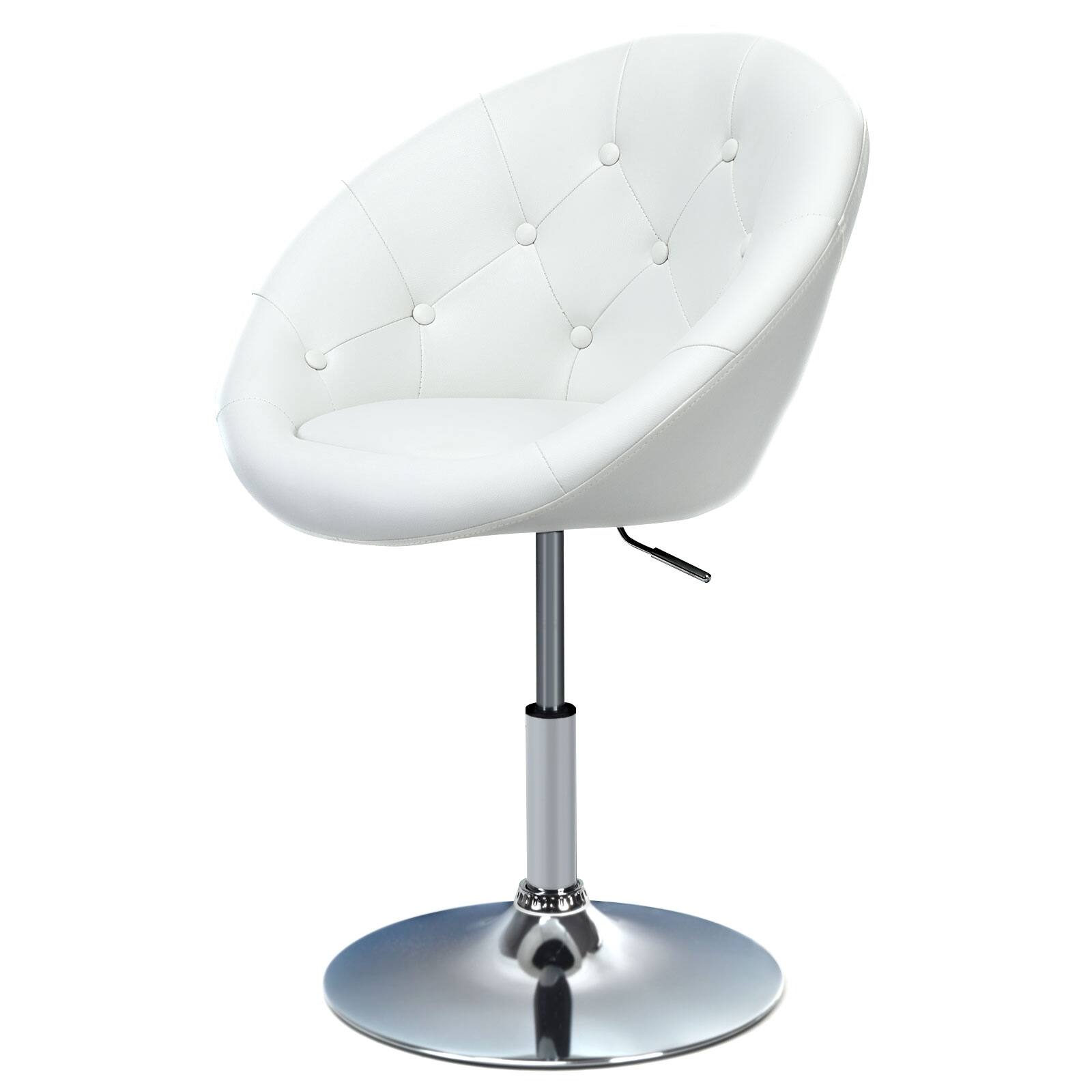 Left. WELLFOR - 1 Piece Adjustable Modern Swivel Round Tufted - White.