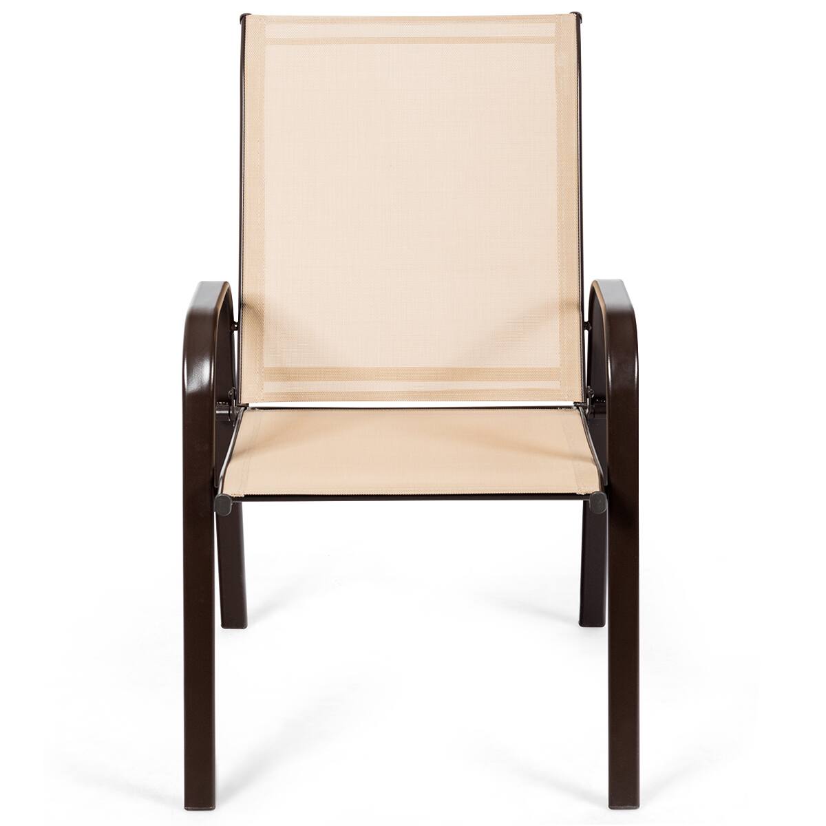 Alt View 9. Costway - Costway 2PCS Patio Chairs Dining Chair Deck Yard W/Armrest - Beige.