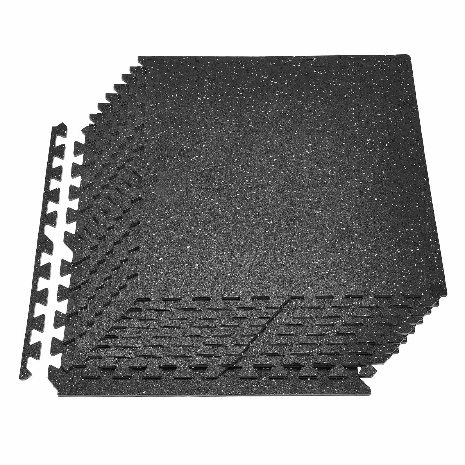 VEVOR - Puzzle Exercise Mat, 12 PCS Fitness Equipment Mats, 24 x 24 x 0.4 in, High-Density EVA Foam Mats Set - Black with White Dots