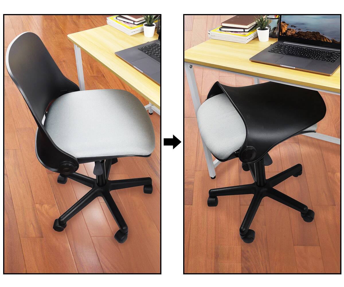 Alt View 3. KKTONER - KKTONER Black Low-Back Office Chair Swivel-Base Height-Adjustable Backrest Computer Chair - Black.