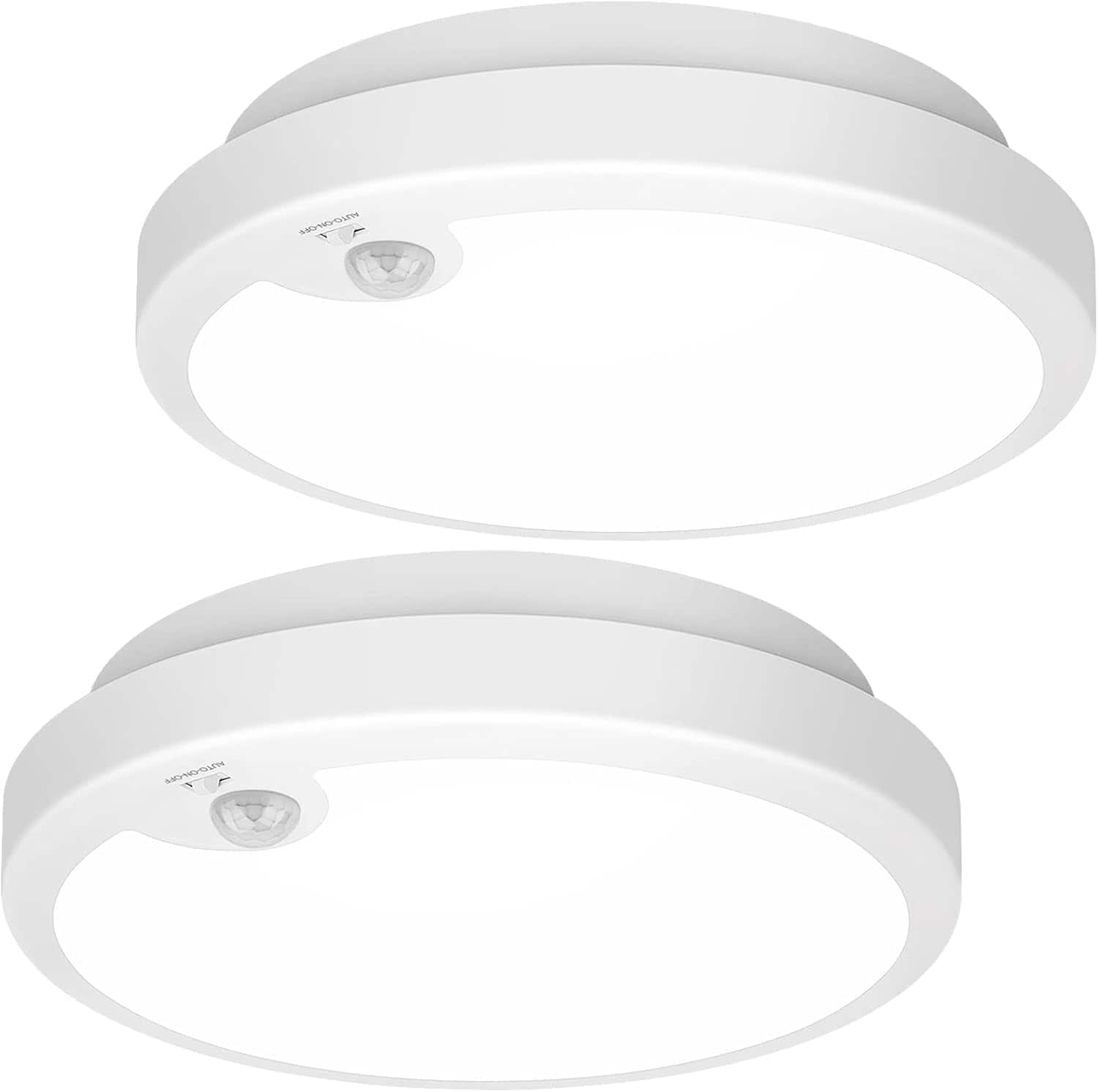 Nordic Hygge - 2-Pack Battery Operated Motion Sensor LED Ceiling Light, 7.2inch Flush Mount Light Fixture 6000K - 6000K Cool White