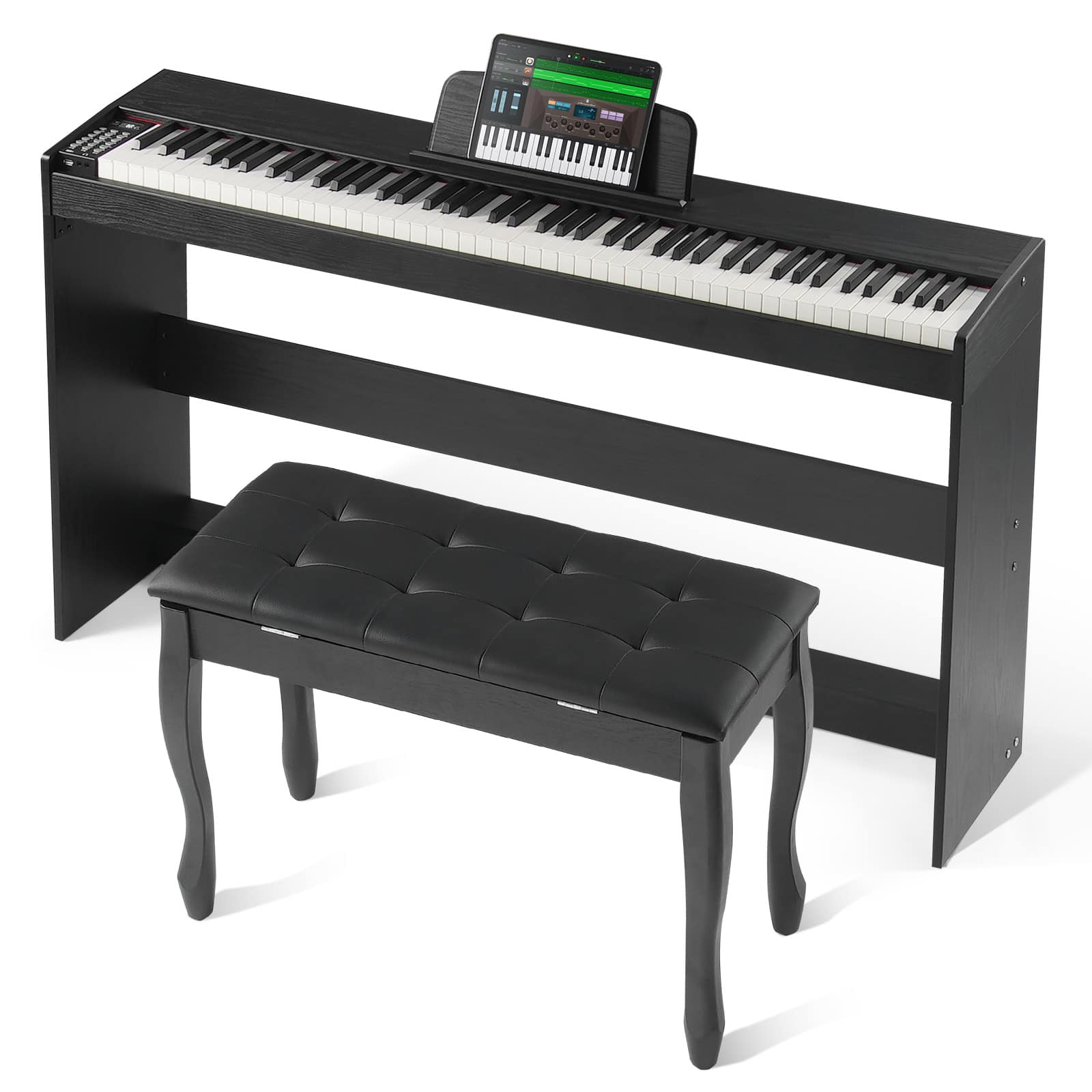 VEVOR - Weighted Digital Piano, 88 Key Fully Weighted Keys, Dual Keyboard & Speakers Simple Cabinet Bracket - Black
