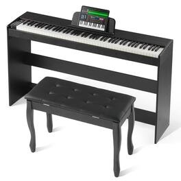 VEVOR - Weighted Digital Piano, 88 Key Fully Weighted Keys, Dual Keyboard & Speakers Simple Cabinet Bracket - Black