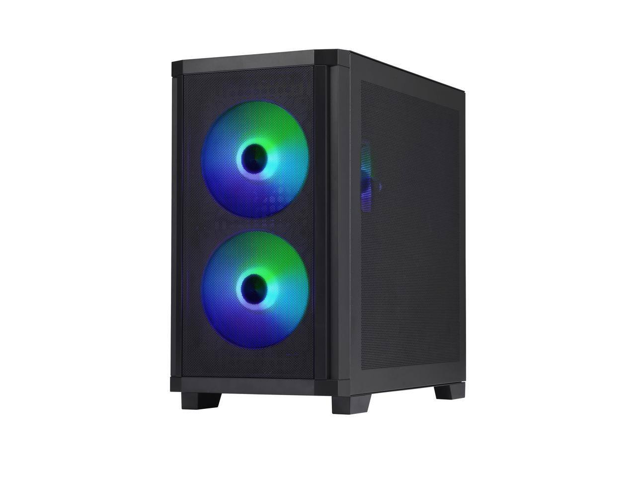 Alt View 3. Rosewill - Rosewill FBM-X3 Micro ATX Case, Mesh, 3 PWM ARGB Fans, USB 3.0, ATX 3.1 650W 80+ Gold PSU, 3Yr Warranty, Black - Black.
