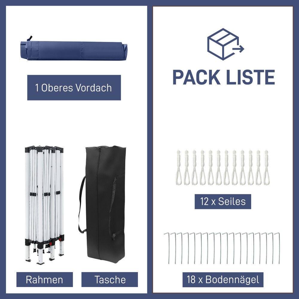1 Oberes Vordach

PACK LISTE

Rahmen

Tasche

12 x Seiles

18 x Bodennägel