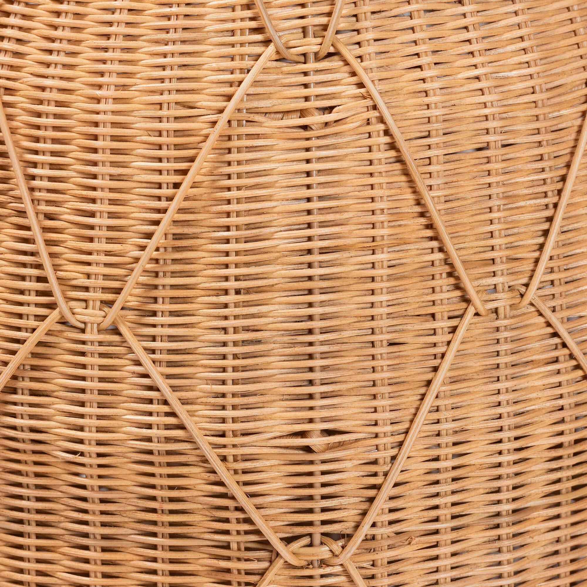 Back. bali & pari - Pelham Natural Rattan Laundry Hamper - Handwoven Wicker Storage Basket for Laundry Room, Large - Light Honey.