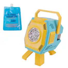 Topteng - Handheld Bubble Machine with Light – 20,000 Bubbles/min, 320ml Tank, 6 Big Holes, Battery Operated, Fit for Kids Party - Blue